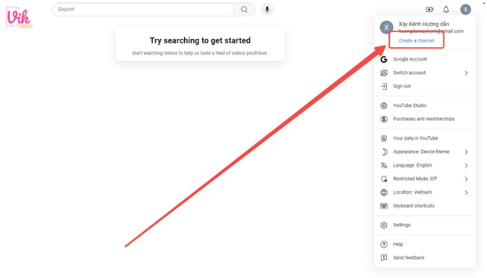 Tạo kênh YouTube bằng gmail
