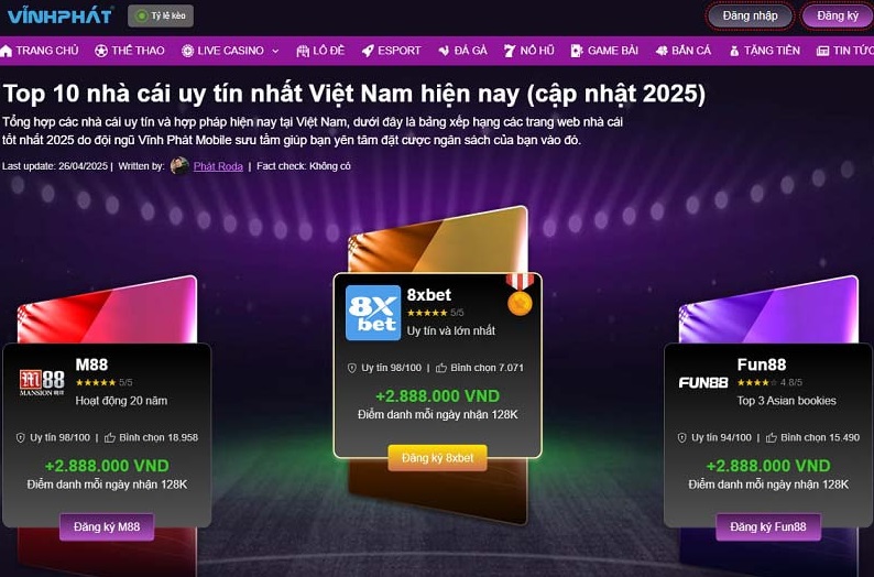 Vĩnh Phát Mobile đánh giá nhà cái